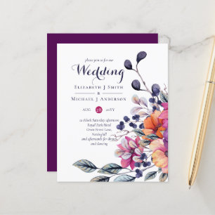 HAUSHALT Lila Orange Floral Wedite Einladung
