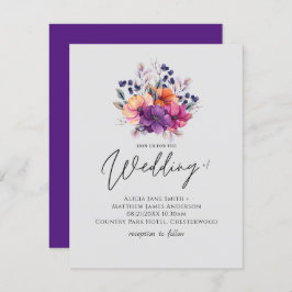 HAUSHALT Lila Orange Floral Wedite Einladung