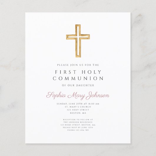 Haushalt Mädchen religiöses Kreuz Erste Kommunion (Vorderseite)