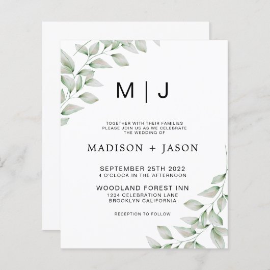 HAUSHALT Minimalistische fette Grünkraut Monogramm (Vorne/Hinten)