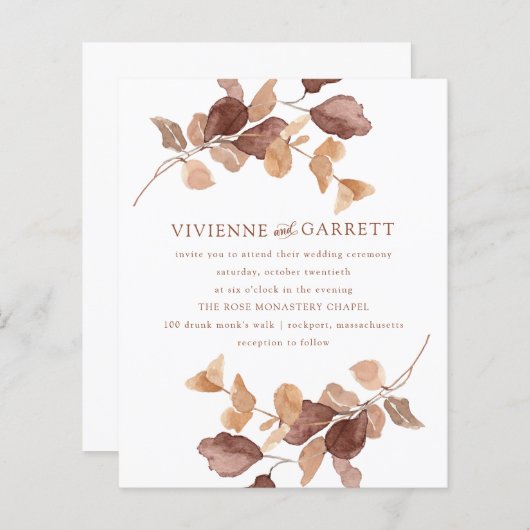 HAUSHALT Minimalistische Herbstlaub zum Hochzeitsf (Vorne/Hinten)