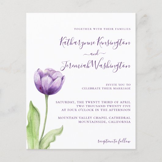 HAUSHALT Minimalistischer Lavendel Lila Tulip Wedd (Vorderseite)
