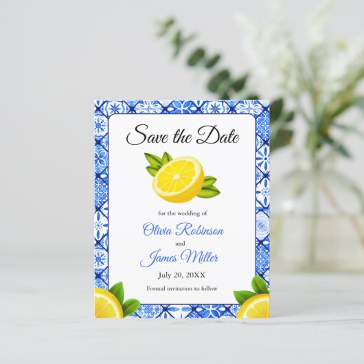 Haushalt Mittelmeerlemon Hochzeit retten Datum (Stehend Vorderseite)