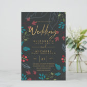 HAUSHALT Moderne Blätter Hochzeit Einladung A9 (Stehend Vorderseite)