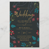 HAUSHALT Moderne Blätter Hochzeit Einladung A9 (Vorderseite)