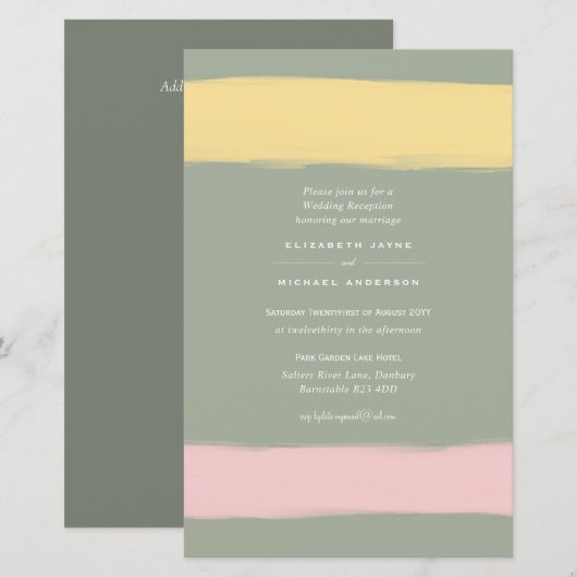 HAUSHALT Moderne Colour Swash Hochzeit einladen A9 (Vorne/Hinten)
