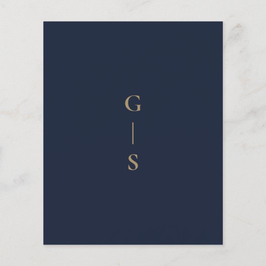 HAUSHALT Moderne Navy Blue Gold Hochzeit Einladung (Rückseite)