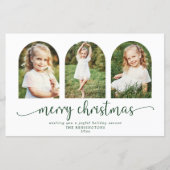HAUSHALT Moderner Grüner Foto Weihnachtskarte 3 (Vorderseite)