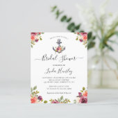 Haushalt Nautic Anchor Floral Brautparty Einladung (Stehend Vorderseite)