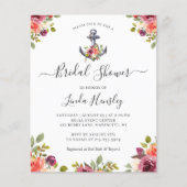 Haushalt Nautic Anchor Floral Brautparty Einladung (Vorderseite)