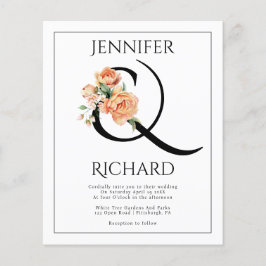 HAUSHALT Peach peonies QR Einladung zur Hochzeit Flyer
