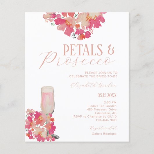 Haushalt Petals & Prosecco Brautparty Blumenrosa (Vorderseite)