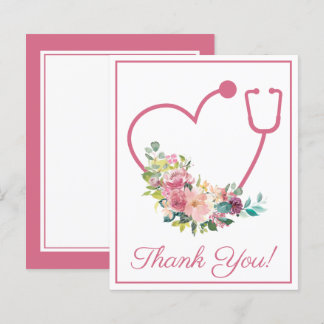 HAUSHALT Pink floral Stethoscope Herz Danke
