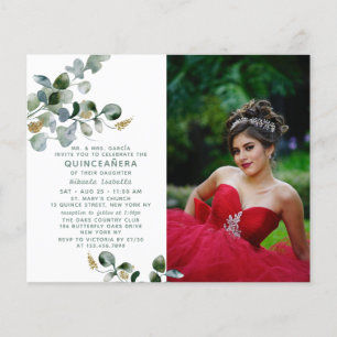 Haushalt Quinceañera Eukalyptus Floral Foto Flyer
