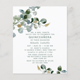Haushalt Quinceañera Eukalyptus Floral Foto Flyer