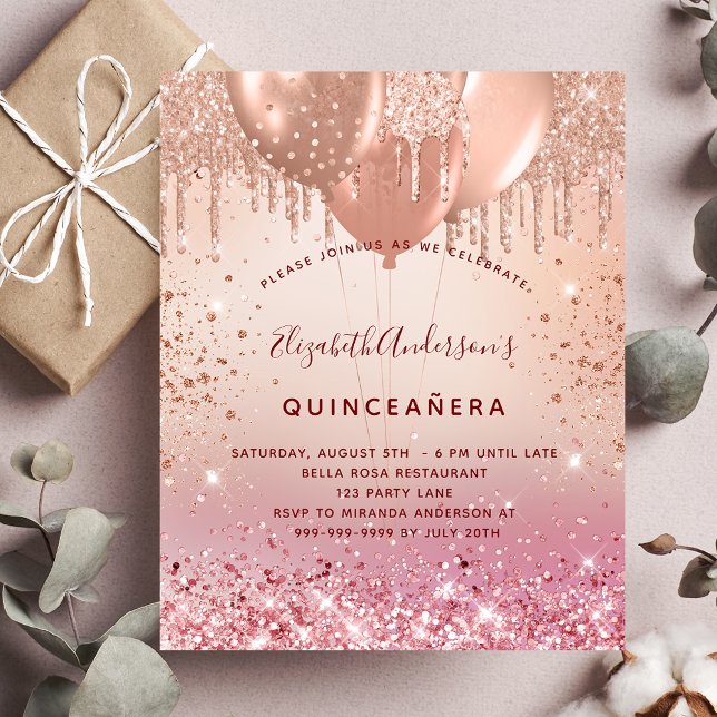 Haushalt Quinceanera Rose Gold Rosa Glitzer (Von Creator hochgeladen)