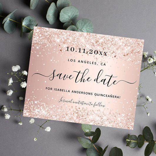 Haushalt Quinceanera Rose Gold Save the Date
