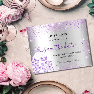 Haushalt Quinceanera Silber Save the Date lila