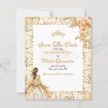 HAUSHALT Radiant Gold Quinceanera Save the Date