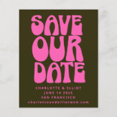 Haushalt Retro Groovy 70er Rosa Grün Save the Date (Vorderseite)