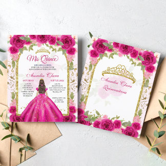 HAUSHALT Rosa Blumenprinzessin Gold Quinceanera