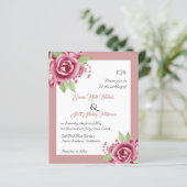 HAUSHALT Rosa Rosen QR-Code Einladung Hochzeit (Stehend Vorderseite)