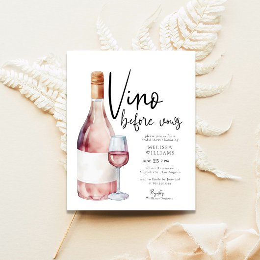 Haushalt Rosa Vino vor Vows Brautparty Flyer