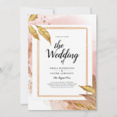 HAUSHALT Rose Gold Blätter Hochzeitsstipendium QR- Einladung (Vorderseite)