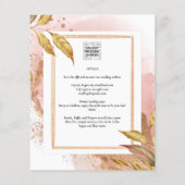 HAUSHALT Rose Gold Blätter Hochzeitsstipendium QR- Flyer (Hinten)
