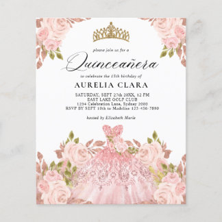 HAUSHALT Rosegold Rosa Kleid Floral 15. Quinceañer