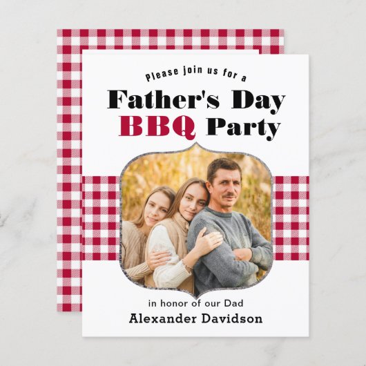 HAUSHALT Rotes Kariertes Foto Vatertag GRILLEN (Vorne/Hinten)