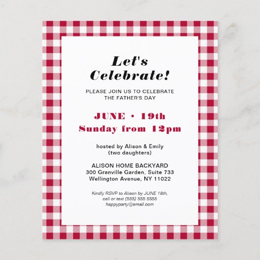 HAUSHALT Rotes Kariertes Foto Vatertag GRILLEN (Rückseite)