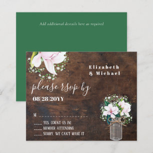 HAUSHALT Rustikal rosa Magnolias Wedding RSVP