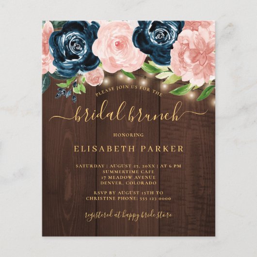 Haushalt rustikal Sommerholz Brautdusche Einladung (Vorderseite)