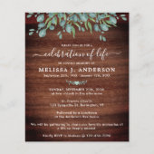 Haushalt Rustikale Beerdigung Feier Leben laden (Vorderseite)