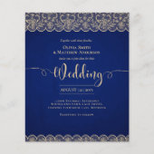 HAUSHALT Rustikale BLUE Gold Spitzen Bauernhof Hoc (Vorderseite)