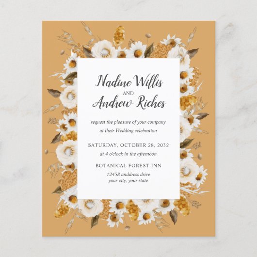 Haushalt rustikale Chamomile Mimosa Rahmen Hochzei (Vorderseite)