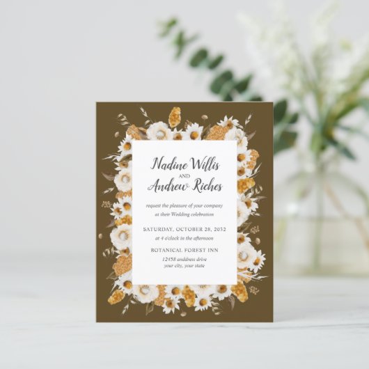 Haushalt rustikale Chamomile Mimosa Rahmen Hochzei (Stehend Vorderseite)