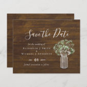 Haushalt Rustikale Gypsophila Mason Jar Save the D (Vorne/Hinten)