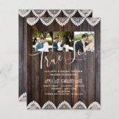 HAUSHALT Rustikale Holzereihen Einladung (Vorne/Hinten)