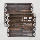 HAUSHALT Rustikale Holzereihen Einladung (Vorne/Hinten)