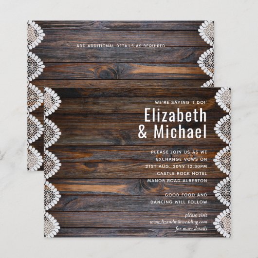 HAUSHALT Rustikale Holzereihen Einladung (Vorne/Hinten)