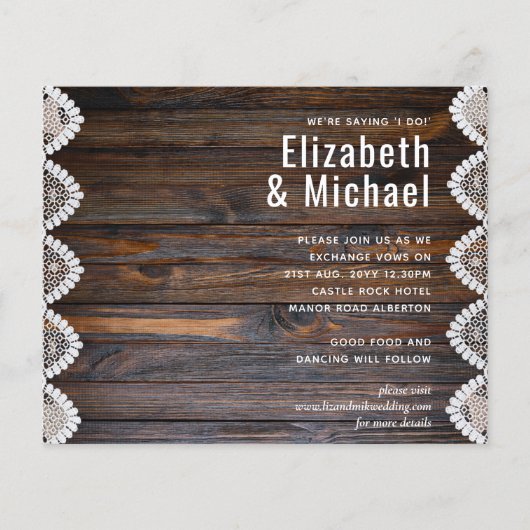 HAUSHALT Rustikale Holzereihen Einladung (Vorderseite)