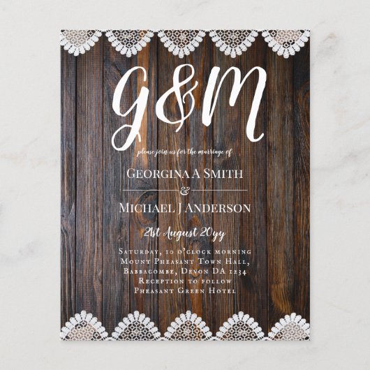 HAUSHALT Rustikale Holzereihen Einladung (Vorderseite)