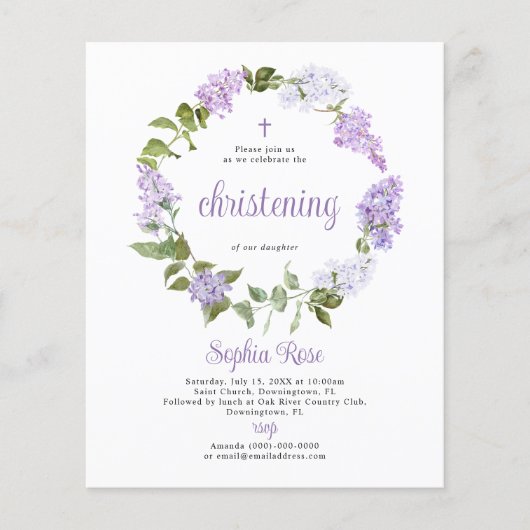 Haushalt Rustikale Lilac-Blume feiern Einladung (Vorderseite)