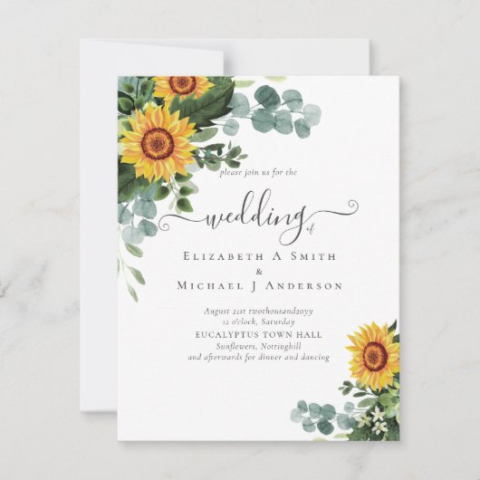 HAUSHALT Rustikale Sonnenblumen Eukalyptus-Blätter (Vorderseite)