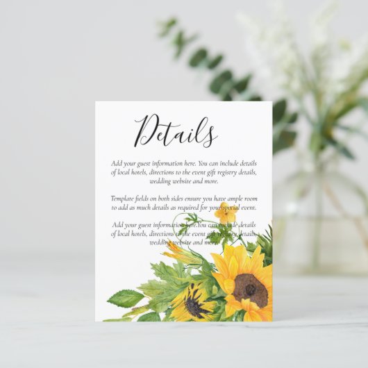 HAUSHALT Rustikale Sonnenblumen Hochzeitsdetails - (Stehend Vorderseite)