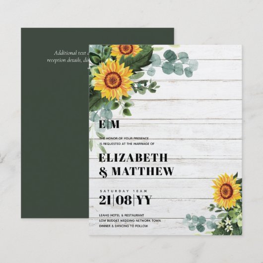 HAUSHALT Rustikale Sonnenblumen Moderne Hochzeit v (Vorne/Hinten)