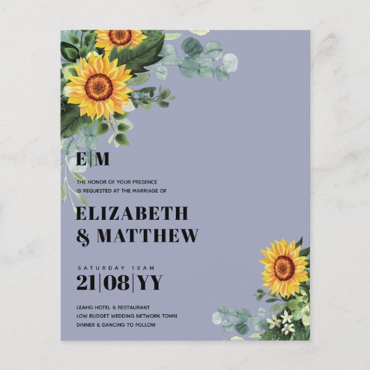 HAUSHALT Rustikale Sonnenblumen Moderne Hochzeit v Flyer (Vorne)