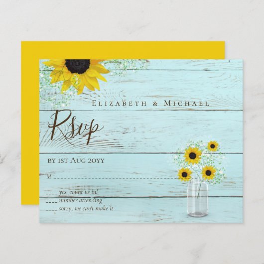 HAUSHALT Rustikale Sonnenblumen UAWG Hochzeit (Vorne/Hinten)